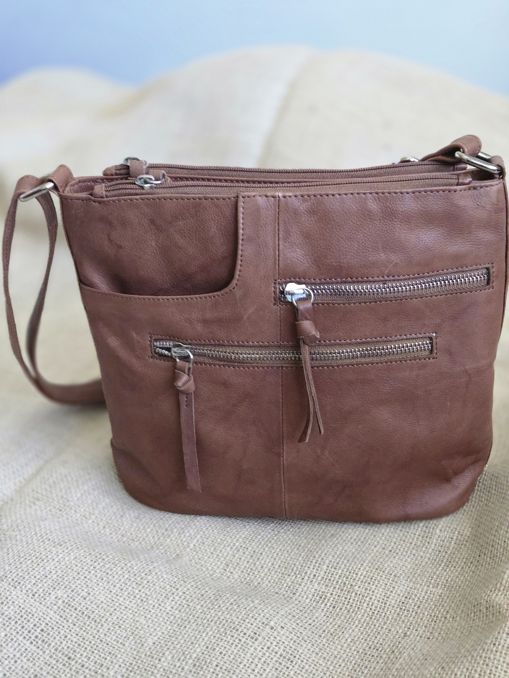 Great American Leather Works  Crossbody Bag with Multiple Zippered  Compartments